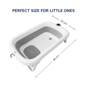 Smart Foldable Baby Bathtub with Temperature Sensor & Drain Plug - Grey